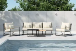 Garten Loungeset Santorini – wetterfest in mediterranem Design mit Kissen