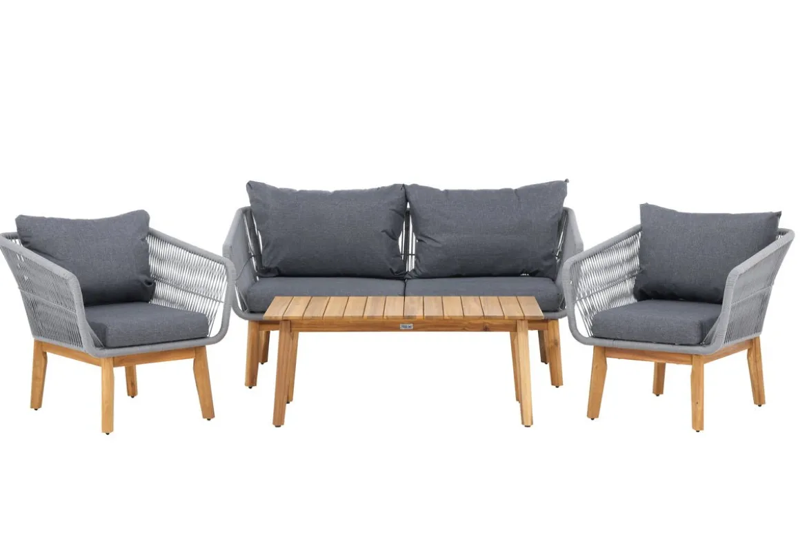 Garten Lounge Set Sorena – 4 teiliges Set in Grau
