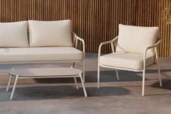 Garten Loungeset Sorento – 4-teiliges Outdoor-Sofa-Set in Beige mit Aluminiumrahmen
