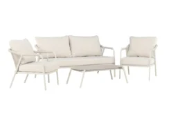 Garten Loungeset Sorento – 4-teiliges Outdoor-Sofa-Set in Beige mit Aluminiumrahmen