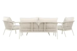 Garten Loungeset Sorento – 4-teiliges Outdoor-Sofa-Set in Beige mit Aluminiumrahmen