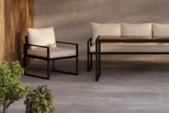 Garten Loungeset Sovana – 3-teilig in Schwarz/Weiß & Beige