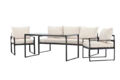 Garten Loungeset Sovana – 3-teilig in Schwarz/Weiß & Beige