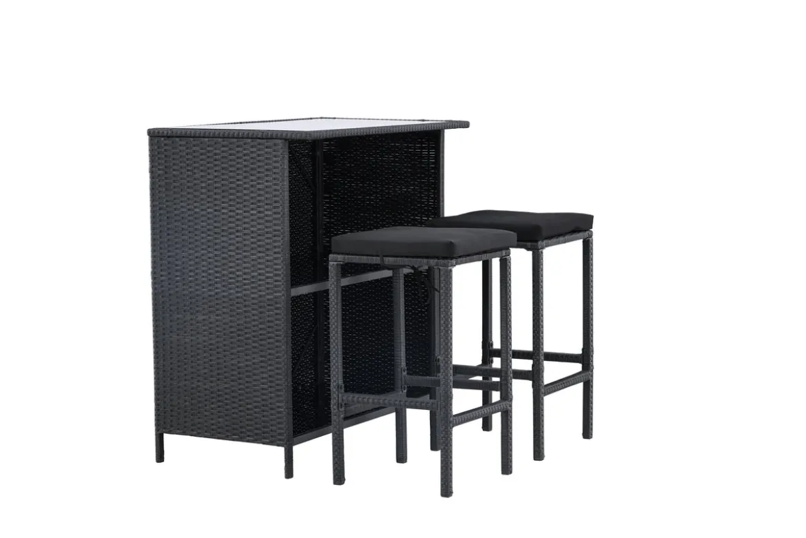 Garten Loungeset Talio – 3-teiliges Set aus synth. Rattan in Schwarz