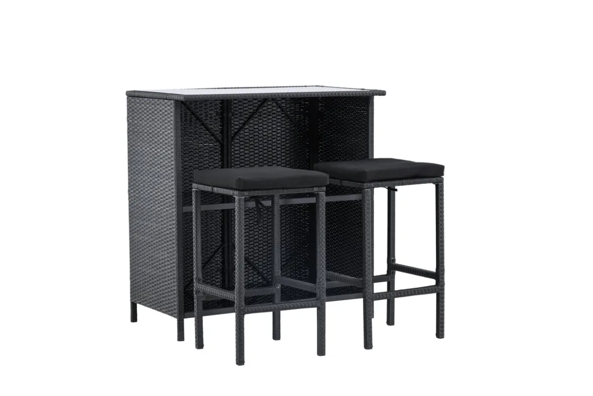 Garten Loungeset Talio – 3-teiliges Set aus synth. Rattan in Schwarz