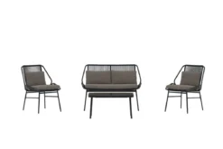 Garten Loungeset Talora – 4 teiliges Set mit Stühlen aus Stahl