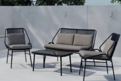 Garten Loungeset Talora – 4 teiliges Set mit Stühlen aus Stahl