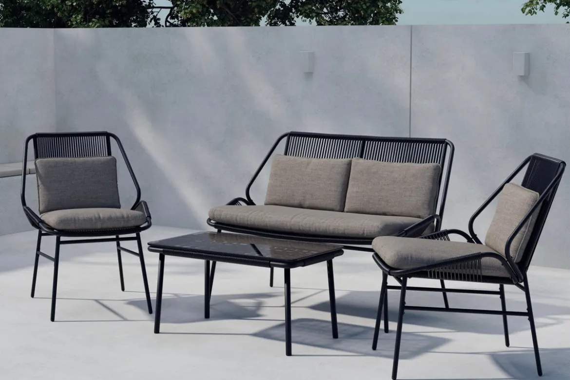 Garten Loungeset Talora – 4 teiliges Set mit Stühlen aus Stahl