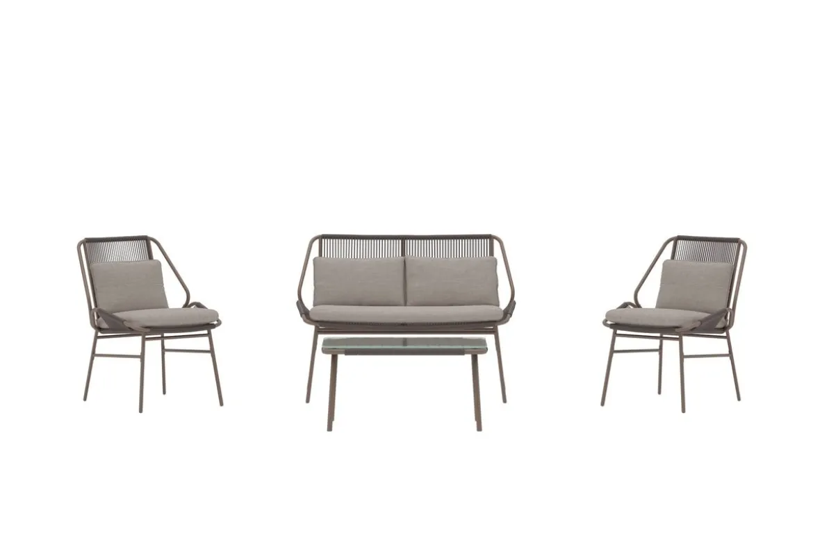 Garten Loungeset Talora – 4 teiliges Set mit Stühlen aus Stahl