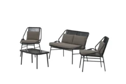 Garten Loungeset Talora – 4 teiliges Set mit Stühlen aus Stahl