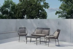 Garten Loungeset Talora – 4 teiliges Set mit Stühlen aus Stahl