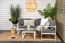 Garten Loungeset Tamara – in Grau mit Glasplatte für Terrasse & Balkon