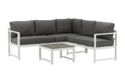Garten Loungeset Tamara – in Grau mit Glasplatte für Terrasse & Balkon