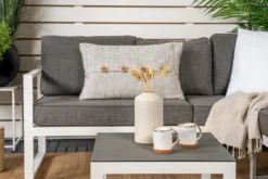 Garten Loungeset Tamara – in Grau mit Glasplatte für Terrasse & Balkon
