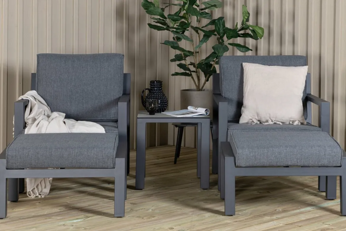 Garten Loungeset Tavira – 5-teiliges Outdoor-Sessel-Set in Schwarz