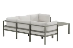 Garten Loungeset Torena 3+2 – Großes Ecksofa in Weiß mit Tisch