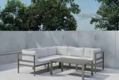 Garten Loungeset Torena 3+2 – Großes Ecksofa in Weiß mit Tisch