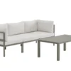 Garten Loungeset Torena 2+1 – 2 Sitzer Sofa in Weiß mit Tisch