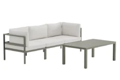 Garten Loungeset Torena 2+1 – 2 Sitzer Sofa in Weiß mit Tisch