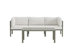 Garten Loungeset Torena 2+1 – 2 Sitzer Sofa in Weiß mit Tisch