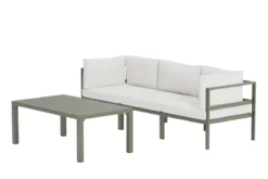 Garten Loungeset Torena 2+1 – 2 Sitzer Sofa in Weiß mit Tisch