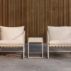 Garten Loungeset Valenza – 3-teiliges Outdoor-Set in Beige mit Glastisch