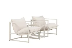 Garten Loungeset Valenza – 3-teiliges Outdoor-Set in Beige mit Glastisch