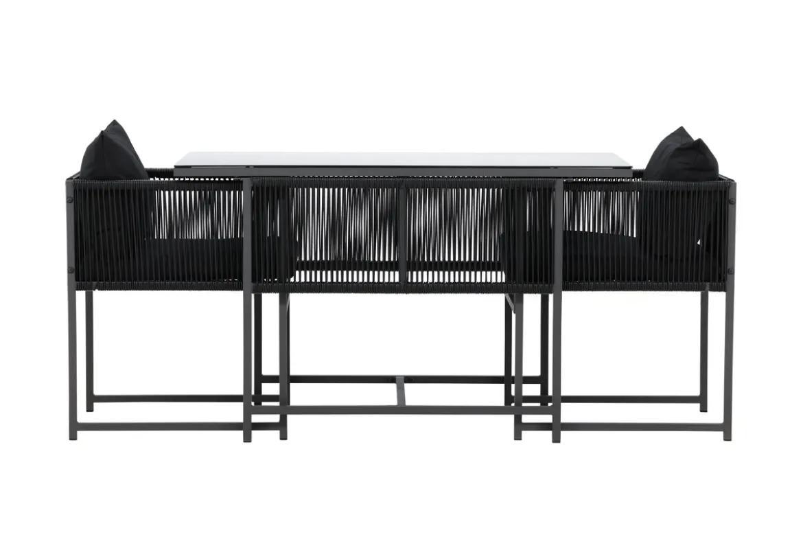 Garten Loungeset Velenzo – 3-teiliges Set mit 2 Stühlen in Schwarz