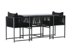 Garten Loungeset Velenzo – 3-teiliges Set mit 2 Stühlen in Schwarz
