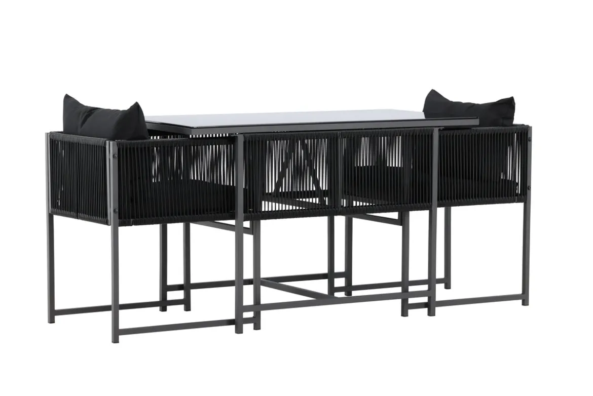 Garten Loungeset Velenzo – 3-teiliges Set mit 2 Stühlen in Schwarz