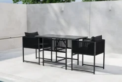 Garten Loungeset Velenzo – 3-teiliges Set mit 2 Stühlen in Schwarz