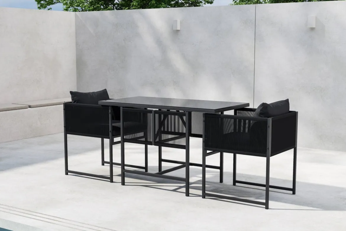 Garten Loungeset Velenzo – 3-teiliges Set mit 2 Stühlen in Schwarz