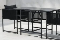 Garten Loungeset Velenzo – 3-teiliges Set mit 2 Stühlen in Schwarz