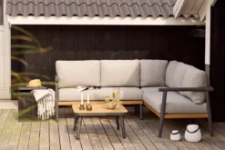 Garten Lounge Set Velmora – mit Aluminiumgestell und Holzoptik-Details