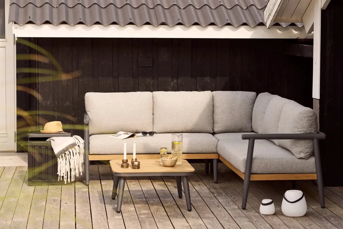 Garten Lounge Set Velmora – mit Aluminiumgestell und Holzoptik-Details