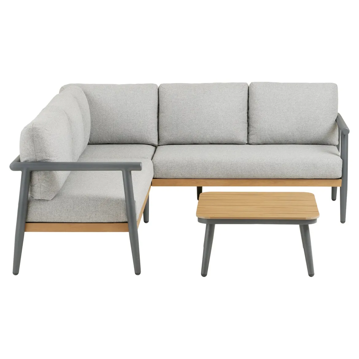 Garten Lounge Set Velmora – mit Aluminiumgestell und Holzoptik-Details