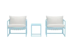 Garten Loungeset Vero – 3-teiliges Set in Hellblau inklusive Kissen