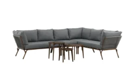 Garten Loungeset Xenia - aus braunem Stahl mit grauen Kissen
