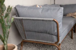 Garten Loungeset Xenia - aus braunem Stahl mit grauen Kissen
