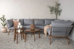 Garten Loungeset Xenia - aus braunem Stahl mit grauen Kissen