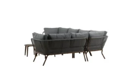 Garten Loungeset Xenia - aus braunem Stahl mit grauen Kissen