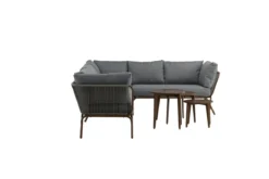 Garten Loungeset Xenia - aus braunem Stahl mit grauen Kissen