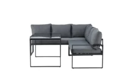 Garten Loungeset Zico – 3-teilig mit Glastisch in Grau