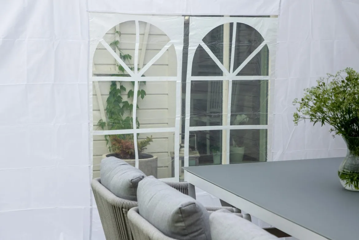 Garten Pavillon Oasis - mit weißem Dach und Wänden aus Polyester