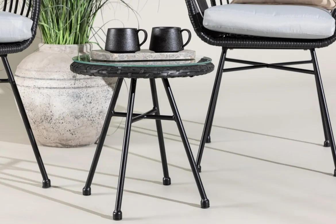 Garten-Sitzgruppe Aora - aus schwarzem Naturrattan