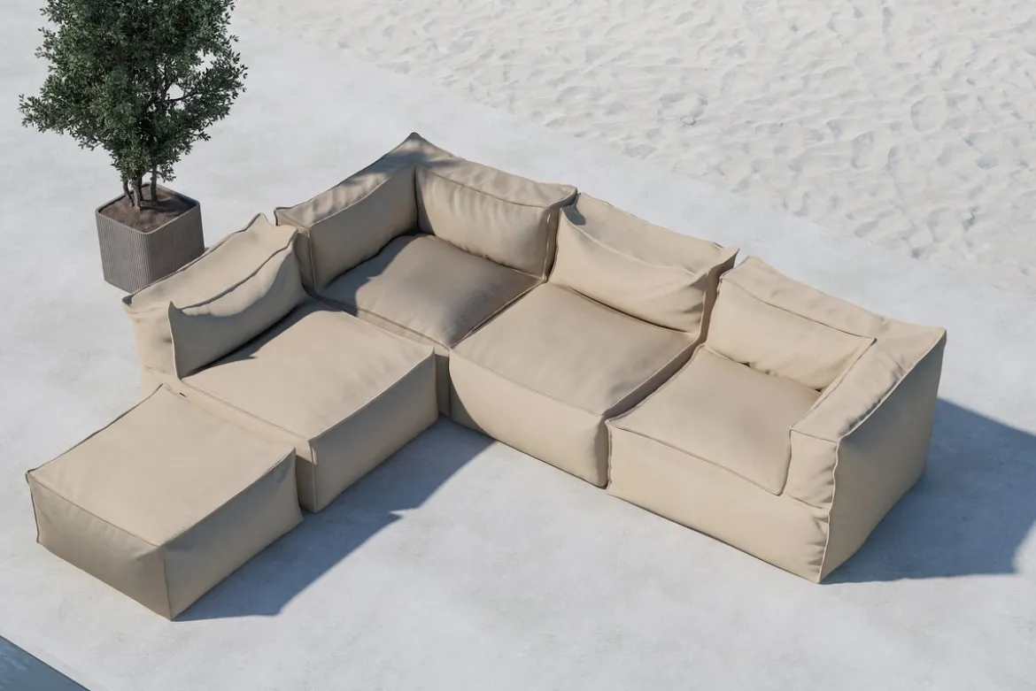 Gartensofa Calvero - Modulares Sofa aus beigem Olefin