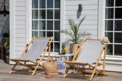 Garten Sonnenliege Coco - aus Rattan und Textilene in Naturoptik