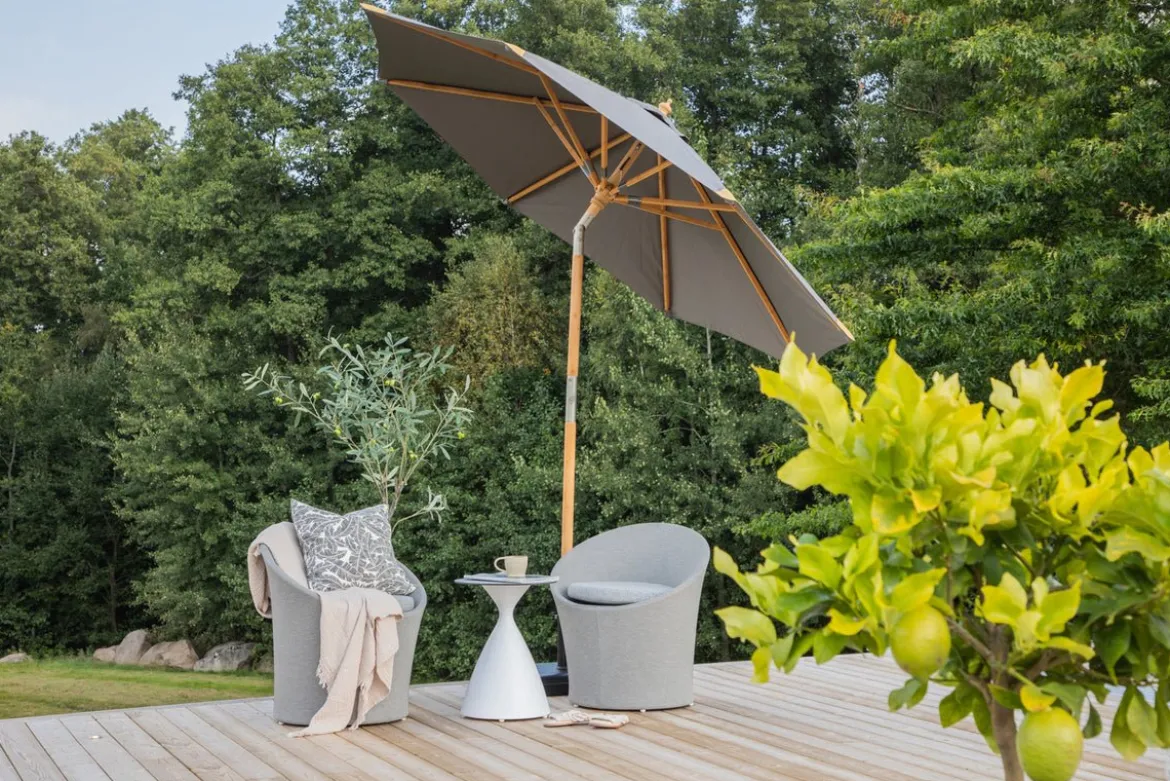 Garten Sonnenschirm Boho – Ø270 cm in wahlweise Schwarz oder Grau