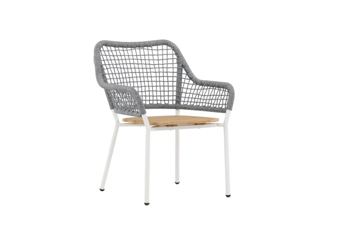 Gartenstuhl Amore - In Grau mit einer Sitzfläche aus Teakholz