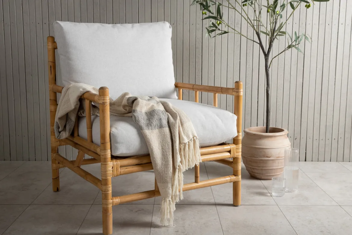 Gartenstuhl Conny - aus Rattan in Naturoptik inkl. Kissen